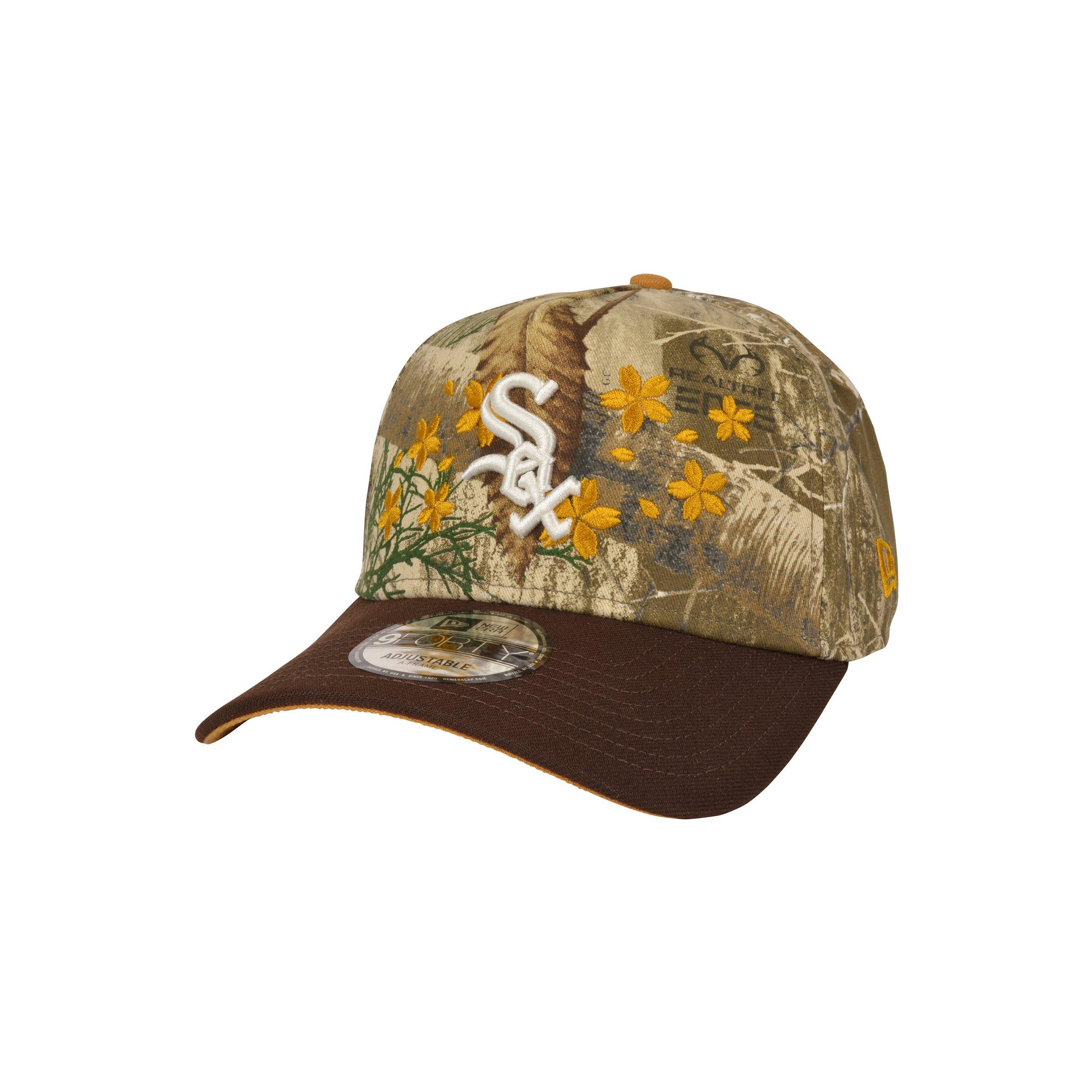 New Era Chicago White Sox 9FORTY A-Frame Cherry Blossom Snapback Hat - Black/Tan - BLACK/TAN